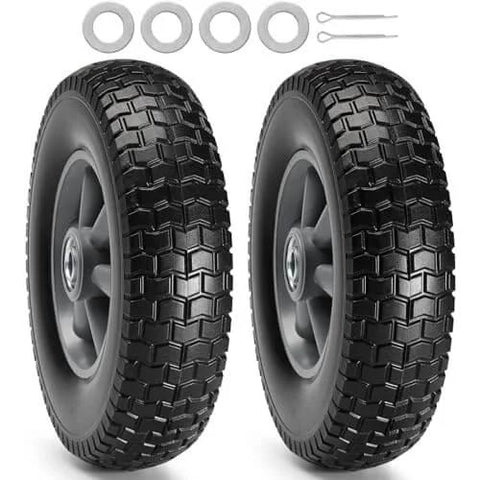 ✝️ (2-pack) 10" x 2.5" solid rubber tire wheels with 5/8" bearings, perfect for wheelbarrow or garden cart, smooth motion.