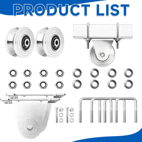 Product list of ✝️ 2 Pack 4" V-Groove Slide Gate Wheel Kit, Heavy Duty Steel Dual Bearing Bolted External Mount Bracket with Screws