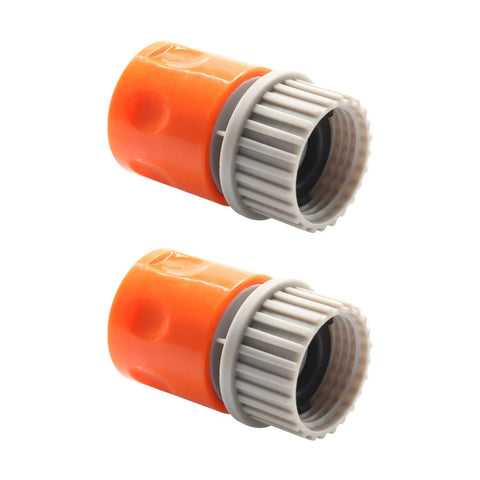 Screw Man Quick Coupler, 2-pack, orange body with gray threaded collar for pool vacuum heads