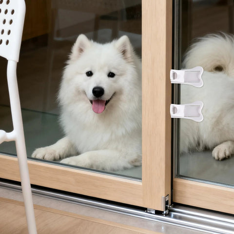 2 Pack Sliding Door Locks And Window Stoppers For Cabinets Closets Windows And Sliding Glass Doors Durable Plastic Construction Protects Children And Pets With Safe No Drill Installation For Home Office installed on glass door