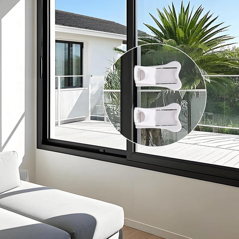 2 Pack Sliding Door Locks And Window Stoppers For Cabinets Closets Windows And Sliding Glass Doors Durable Plastic Construction Protects Children And Pets With Safe No Drill Installation For Home Office