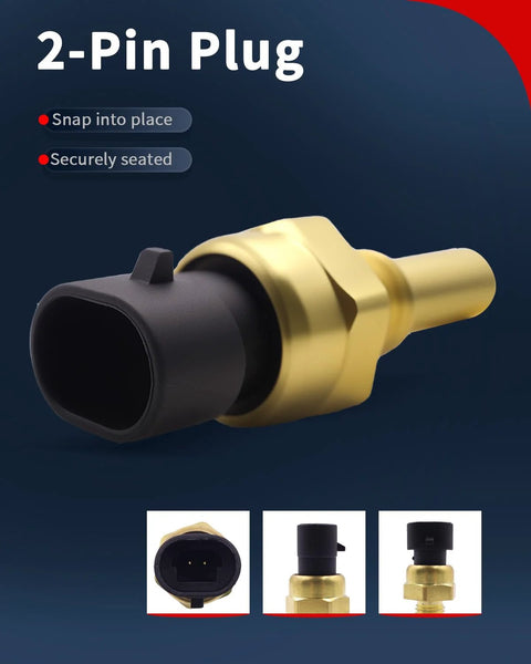 Engine coolant temperature sensor, VEHICODE, 2-pin plug, brass body with black connector