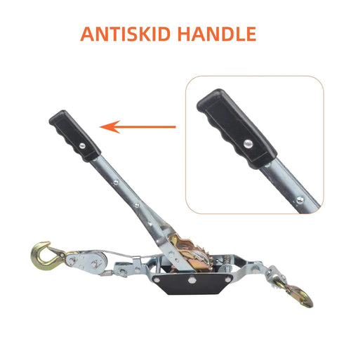 2 Ton Dual Gear Come Along Winch With Steel Cable 5mm 78 Inch Length 2 Hook Hand Puller with antiskid handle