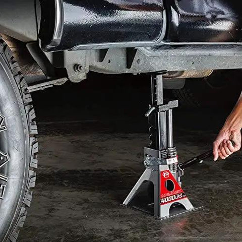 2 Ton UniJack Combination Hydraulic Bottle Jack And Jackstand In One Unit lifts SUV for DIY repairs by Powerbuilt