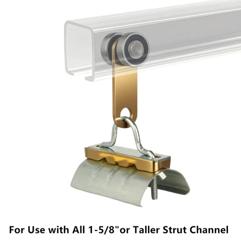 2 Wheel Cable Trolley Assembly Rollers with Dual Bearings for 1-5/8 Inch & Taller Strut Channel, Silent Galvanized Steel Unistrut