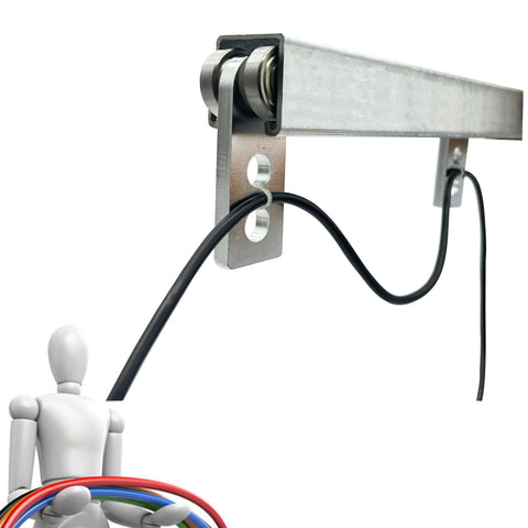 2 Wheel Trolley Assembly Rollers with Double Bearings for 1-5/8 Inch Wide Strut Channel in a garage hoist setup