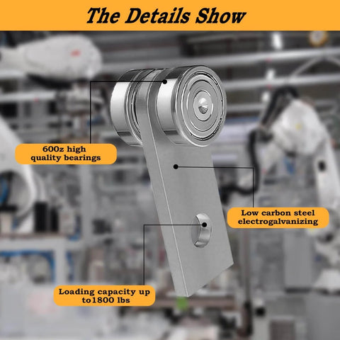 Close-up of 2 Wheel Unistrut Trolley Roller Assembly showcasing metal bearing rollers for 1-5/8 inch strut channels.