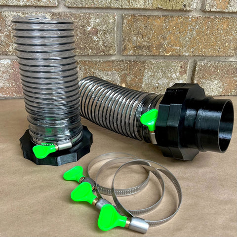 2.5-in MagDuct dust collection starter kit; corrugated metal ducts, black port adapter, neon green clamps, 10 pcs