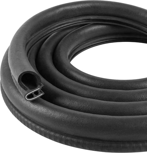 Automotive door weather stripping, 20ft black rubber edge seal with side bulb for car, RV, boat, or truck doors