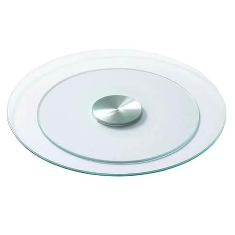 20 Inch Glass Lazy Susan Turntable, Round Clear Tempered Glass Rotating Tray with Smooth Silent 360 Rotation, Heavy Duty Centerpiece