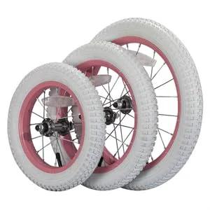 20 Inch Kids Bike Front Wheel Replacement with White Air Rubber Tire, Pink Steel Rim, Stainless Spokes, 3/8 inch axle