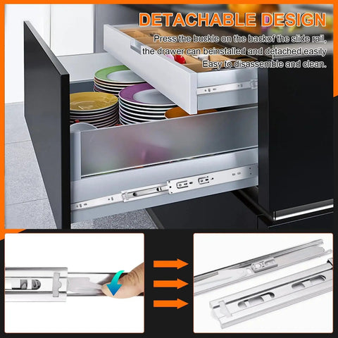 20 Inch Soft Close Drawer Slides Set Six Pairs with Full Extension Ball Bearing Glides Side Mount for Dresser Cabinet and Kitchen