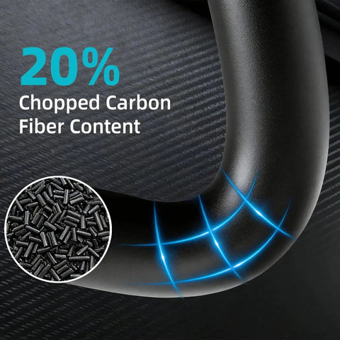 Close-up of Carbon Fiber PETG Filament for 3D Printing 1.75mm Matte Black 1kg PETG-CF, showing 20% chopped carbon fiber content.