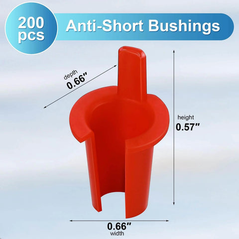 200-pack 5/16 Inch Anti-short Bushing 3/8 Inch Electrical Mc/bx Cable Bushing Red Head Electrical Wire Connectors, dimensions shown