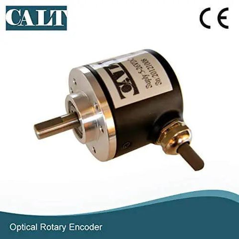 Rock Solid 2000 PPR Rotary Encoder With 38mm Body, 6mm Solid Shaft, Line Driver ABZ Output, 5V Power Supply, close-up view