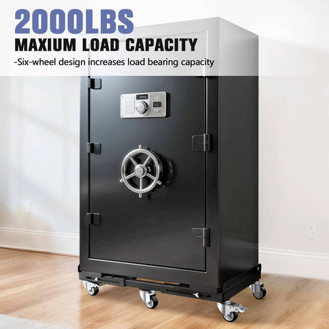 ✝️ 2000LBS Heavy Duty Moving Dolly with 6 Swivel Wheels under large steel safe for all-terrain use