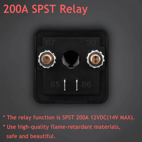Close-up of Two Pack 12V 200 Amp Continuous Duty Relay Switch For Car, Truck, Boat And Marine, silver-plated contacts visible