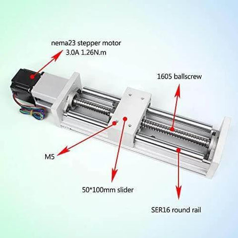 200mm Stroke CNC Linear Stage Motion Actuator, Double Optical Axis X Y Z Axis Linear Slide Rail Aluminum Alloy Cross Sliding Table SBR16 Linear Rail Guide SFU1605 Ballscrew for CNC