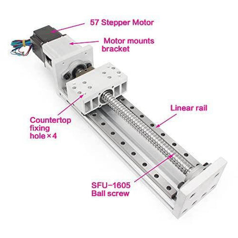 200mm Stroke CNC Linear Stage Motion Actuator X Y Z Axis Linear Slide Rail Aluminum Alloy Cross Sliding Table Linear Rail Guide SFU1605 Ballscrew+Nema23 57 Stepper Motor for CNC