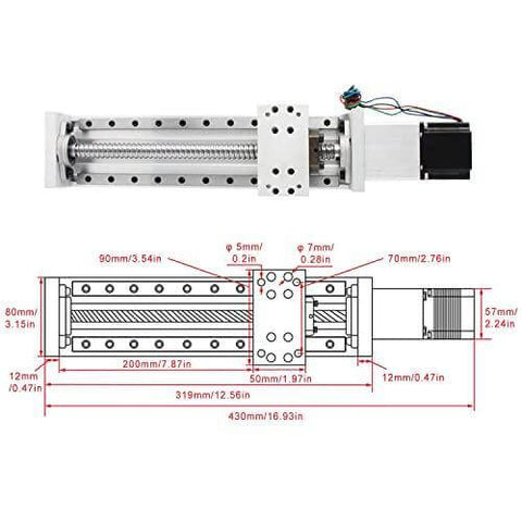 200mm Stroke CNC Linear Stage Motion Actuator X Y Z Axis Linear Slide Rail Aluminum Alloy Cross Sliding Table Linear Rail Guide SFU1605 Ballscrew+Nema23 57 Stepper Motor for CNC