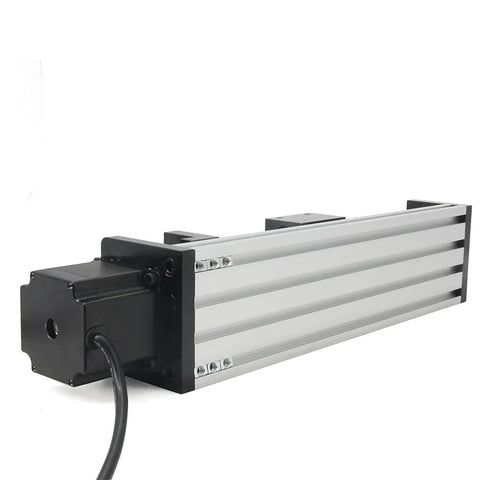 Side view of 1PCS 200mm Length Effective Travel Dual Optical Axis Guide Ballscrew SFU1605 with NEMA23 Stepper Motor.