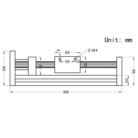 Technical drawing of 1PCS 200mm Length Effective Travel Dual Optical Axis Guide Ballscrew SFU1605 with NEMA23 Stepper Motor