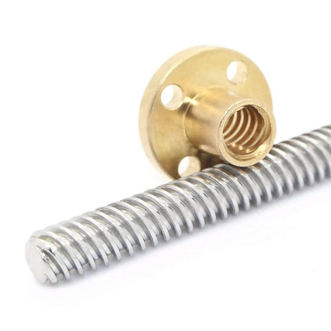 ✝️ 200mm t8 tr8x8 lead screw and brass nut (acme thread, 2mm pitch, 4 starts, 8mm lead) for 3d printer z axis close-up