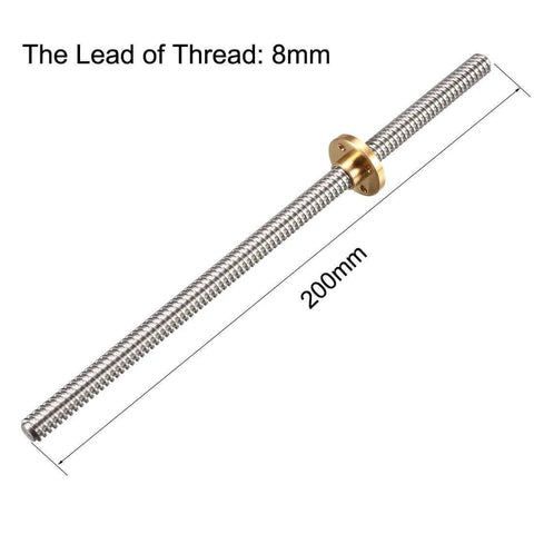 ✝️ 200mm length t8 8mm dia stainless steel lead screw rod with copper nut for 3d printer z axis built for smooth motion, steady alignment