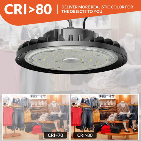 200W LED High Bay Light UFO Industrial Fixture Killer Brightness 28,000 LM, 110-277V, 5000K Cool White, IP65 Waterproof