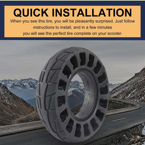 200x50 Solid Tire for Crazy Cart, electric scooter, mountain road background, quick installation