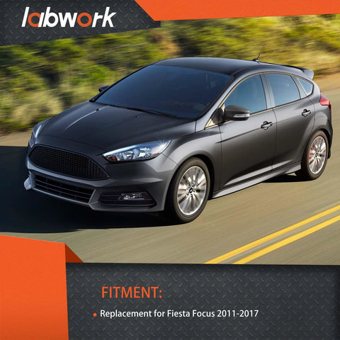 Automatic transmission clutch actuator replacement for Fiesta/Focus; gray hatchback on highway with Labwork branding.