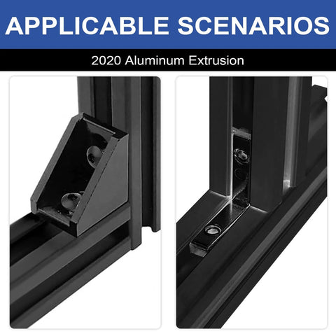 Close-up of 8Pack 2020 Aluminum Extrusion V-Slot 1220mm 48 inch Black Extruded Aluminum Profile with corner bracket