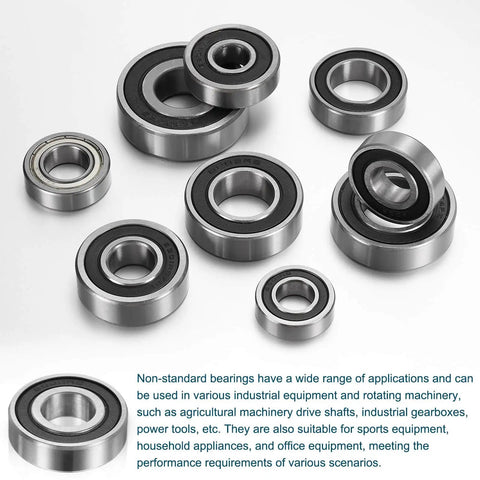 2 Pack 203510-2RS Ball Bearings Non Standard 20mm ID 35mm OD 10mm Thick Double Rubber Sealed Chrome Steel Heavy Duty Bearings For Industrial Machinery Uxcell displayed on a surface in multiple orientations.