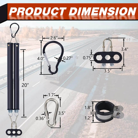 Product dimensions of 20 Inch Double Tender Spring Kit With 3-In-1 Hose Holder And 3-Hole Clamp Holder For Heavy Duty Semi Truck Air Lines Kit