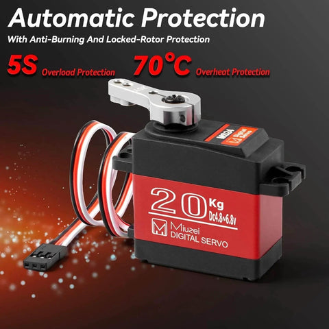 20KG Servo Motor High Torque Digital Servo Metal Gear Waterproof for 1/8, 1/10 RC Model DIY Car Robot, DS3218, Control Angle 270 Degree