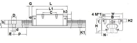 20mm 30 Rail Guideway System Square Slide Unit Linear Motion