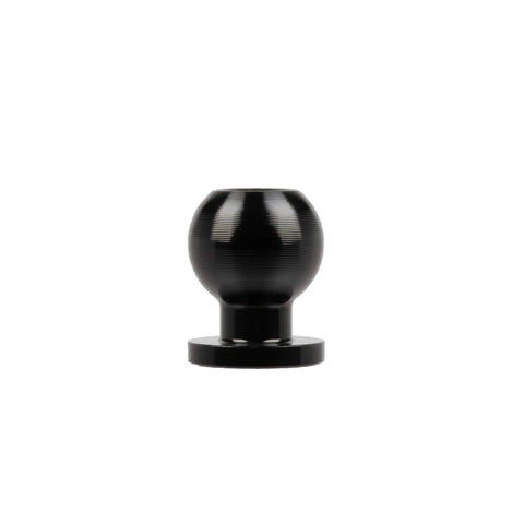 Front view of a 20mm Aluminum Ball with 1/4"-20 (6mm) Thru Hole, Enduro 20 Series, black finish, hardware not included.