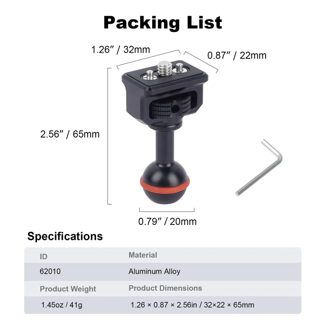 20mm Ball Head Adapter With A Quarter Inch Screw And A...