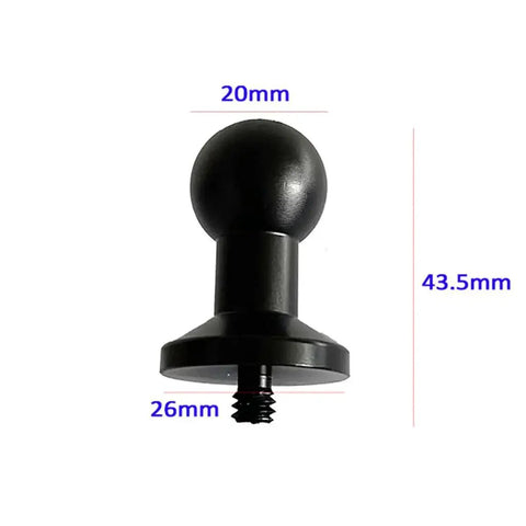 Universal Ball Head Mount Adapter For Action Cameras From 20mm 17mm 15mm And 13mm To One Quarter Inch Screw, side view with dimensions