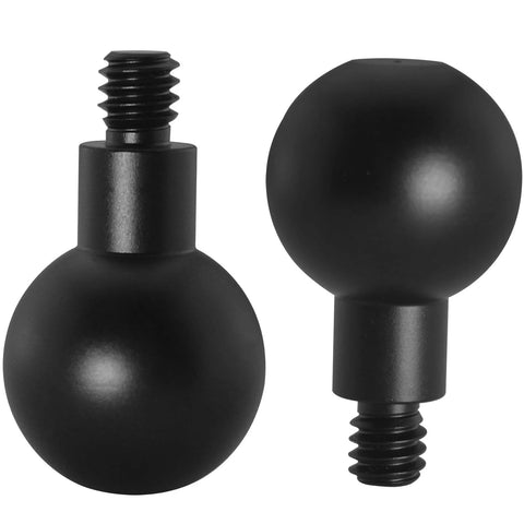 Two Pack 20mm Ball Head Mount With One Quarter Twenty Screw for Cameras, Aluminum Alloy Bracket, durable construction, side view.
