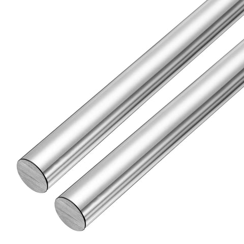 20mm Linear Motion Rods, 2pcs Solid Chrome Plated Steel Shafts 331mm Length, smooth surface for CNC and 3D Printer projects, front view