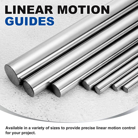 20mm Linear Motion Rods, 2pcs Solid Chrome Plated Steel Shafts 331mm Length displayed in multiple sizes.