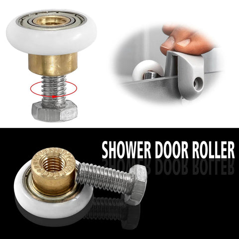 20mm Shower Door Rollers 4PCS Replacement Set for Bathroom Glass Sliding Doors with Smooth Quiet Wheels Copper Stainless Steel and Plastic Build Easy Install Runners with Screws