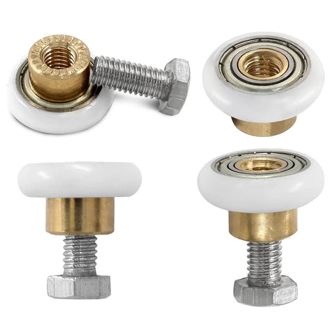 20mm Shower Door Rollers 4PCS Replacement Set for Bathroom Glass Sliding Doors with Smooth Quiet Wheels Copper Stainless Steel Plastic