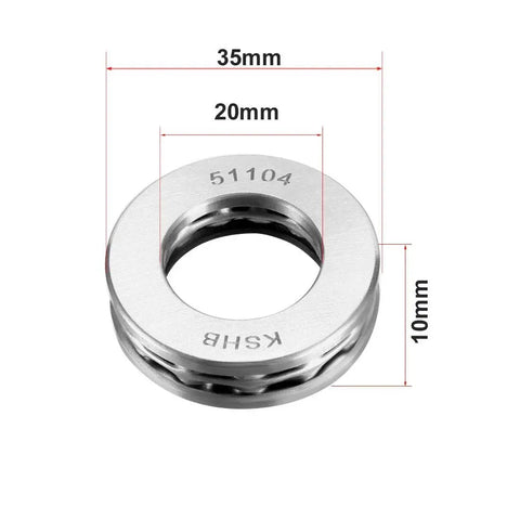 Beefy Thrust Ball Bearing 20mm Bore 35mm OD 10mm Thick Chrome Steel 52100 One-Way Rolling Direction 2-Pack High Load Uxcell 51104