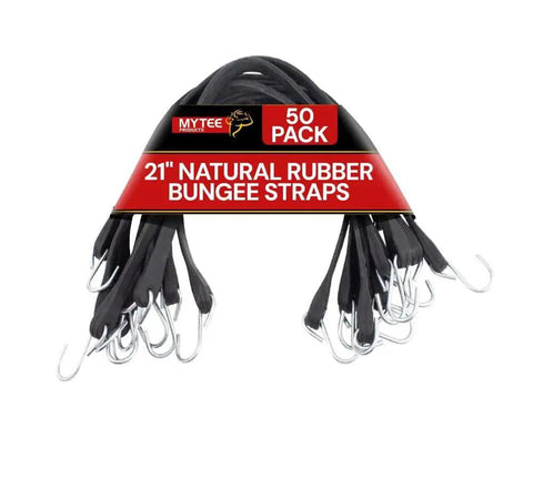 50 Pack 21 Inch Natural Rubber Tarp Bungee Straps With S Hooks Tie Downs For Heavy Duty Tarps Securing Equipment And Gear
