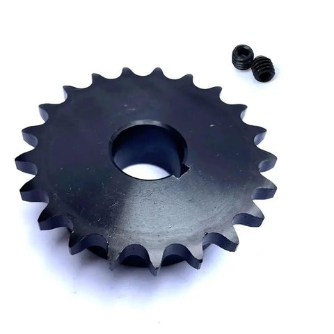 Rugged Type B Roller Chain Sprocket With 21 Teeth And 1 Inch Bore For One Half Inch Pitch Chains Rust Resistant Hardened Teeth HRC 38 42 Made From AISI 1045 Steel Quarter Inch Keyway Plus Two Setscrews Heavy Duty By RHKING
