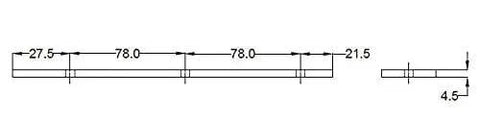 Technical drawing of Rustic Decorative Forged Iron False Hinge For Barn Doors, Matte Black Finish, 8 1/16 Inch Length, with dimensions.