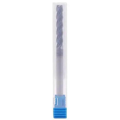 Pro Grade Solid Carbide Long End Mill With AlTiN Coating For Tough Metals 30 Degree Helix Four Flute 1/4 Inch Cutting Diameter inside case