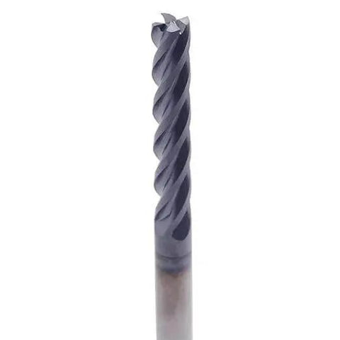 Pro Grade Solid Carbide Long End Mill With AlTiN Coating For Tough Metals 30 Degree Helix Four Flute 1/4 Inch Cutting Diameter